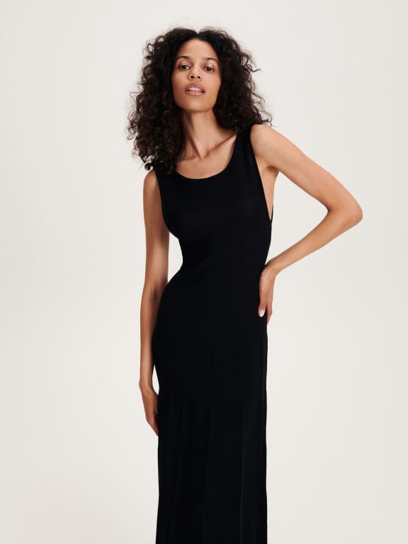 negru Reserved femei îmbrăcăminte rochie maxi bogata in vascoza 648HZ930