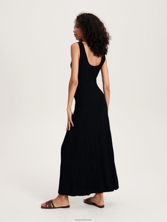 negru Reserved femei îmbrăcăminte rochie maxi bogata in vascoza 648HZ930