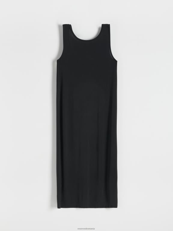 negru Reserved femei îmbrăcăminte rochie midi bogată în modal 648HZ239