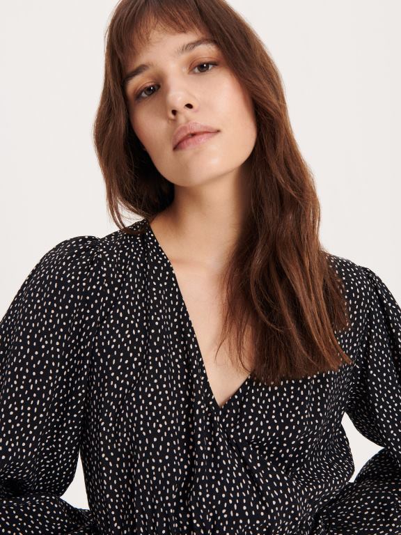 negru Reserved femei îmbrăcăminte rochie midi cu cravată în talie 648HZ113