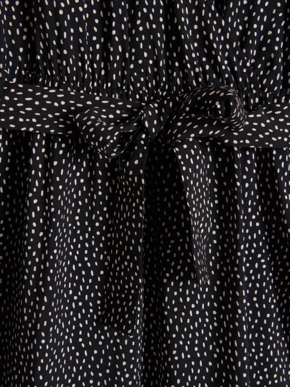 negru Reserved femei îmbrăcăminte rochie midi cu cravată în talie 648HZ113