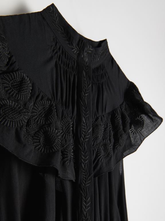 negru Reserved femei îmbrăcăminte rochie midi cu detalii de broderie 648HZ226