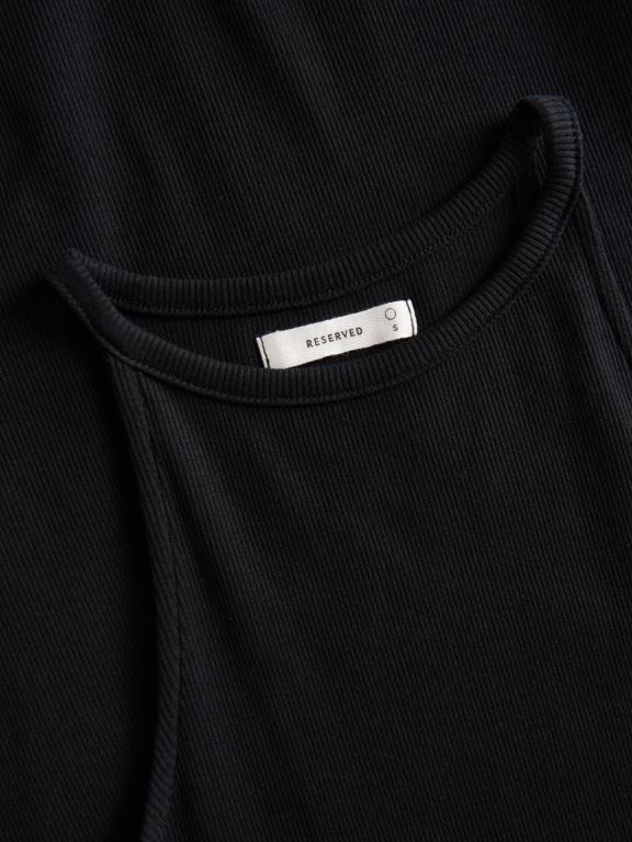 negru Reserved femei îmbrăcăminte rochie midi din tricot coaste 648HZ220