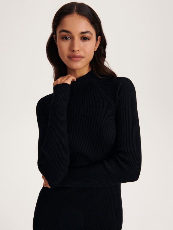 negru Reserved femei îmbrăcăminte rochie mini din jerseu 648HZ933