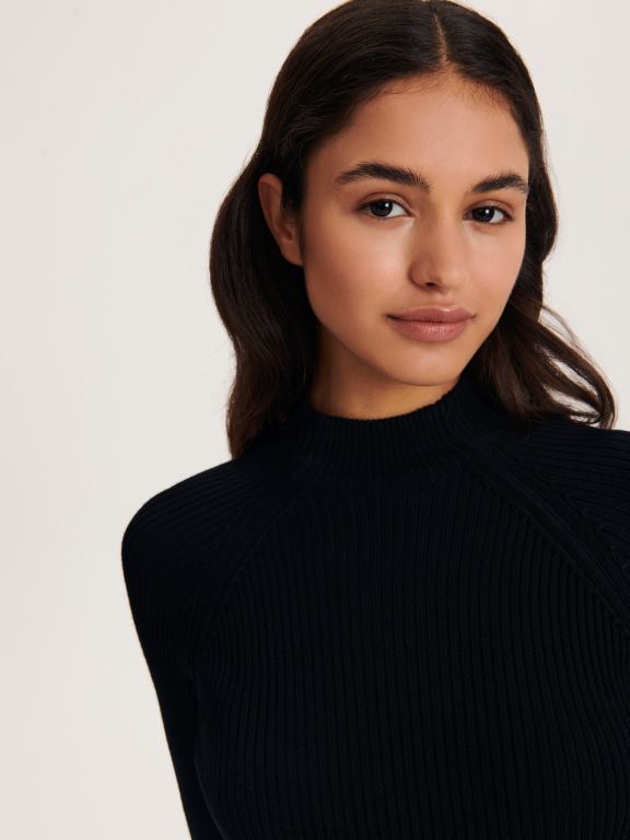 negru Reserved femei îmbrăcăminte rochie mini din jerseu 648HZ933