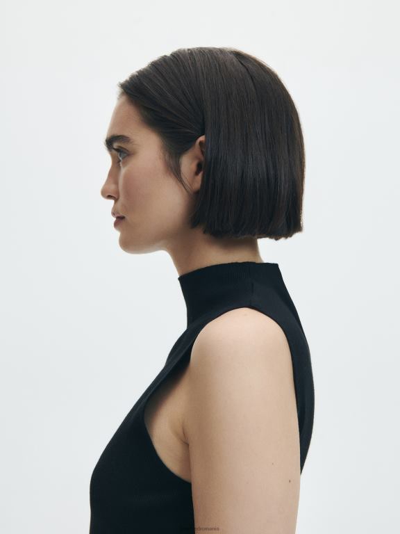 negru Reserved femei îmbrăcăminte top bogat în viscoză 648HZ276