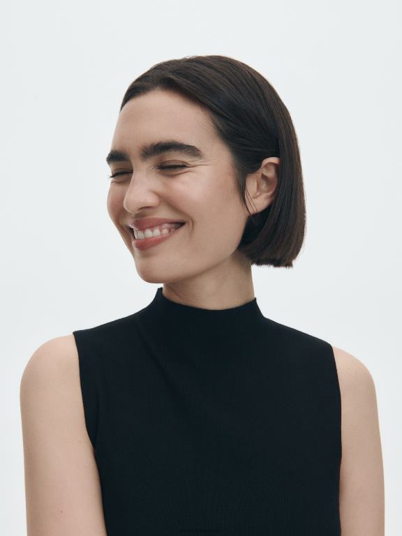 negru Reserved femei îmbrăcăminte top bogat în viscoză 648HZ276