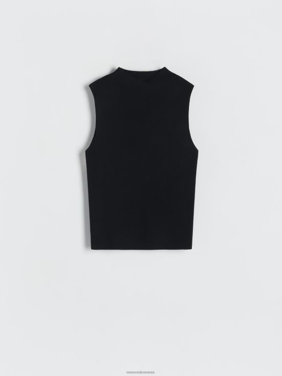 negru Reserved femei îmbrăcăminte top bogat în viscoză 648HZ276