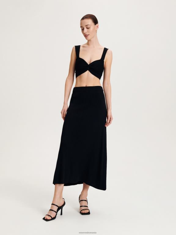 negru Reserved femei îmbrăcăminte top bogat în viscoză 648HZ326