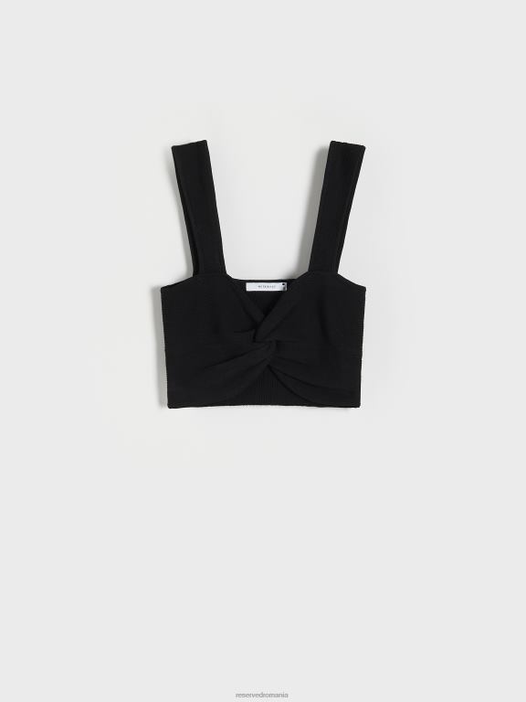 negru Reserved femei îmbrăcăminte top bogat în viscoză 648HZ326