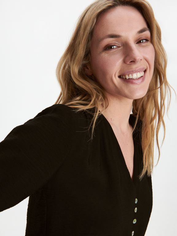 negru Reserved femei îmbrăcăminte top bogat în viscoză 648HZ349