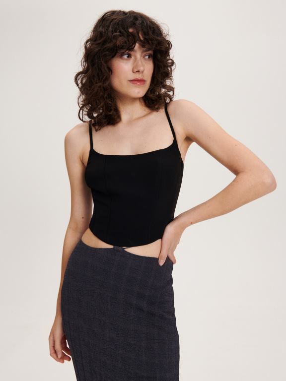 negru Reserved femei îmbrăcăminte top corset 648HZ362