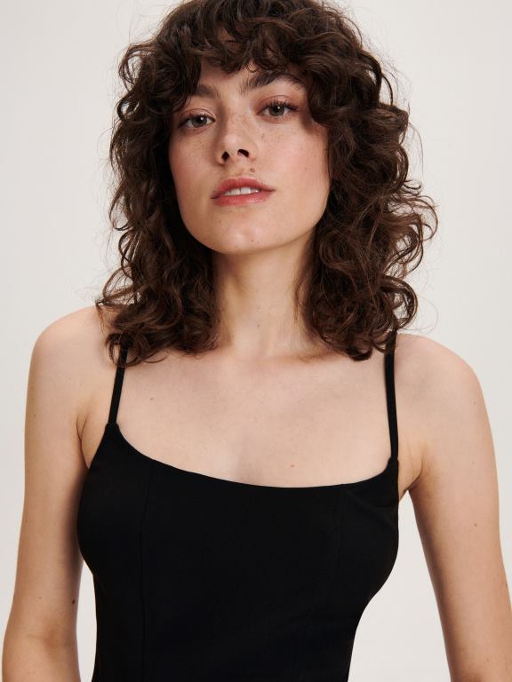 negru Reserved femei îmbrăcăminte top corset 648HZ362