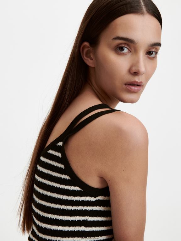 negru Reserved femei îmbrăcăminte top cu dungi 648HZ487