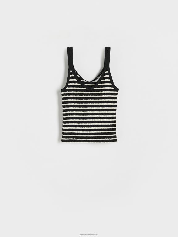 negru Reserved femei îmbrăcăminte top cu dungi 648HZ487