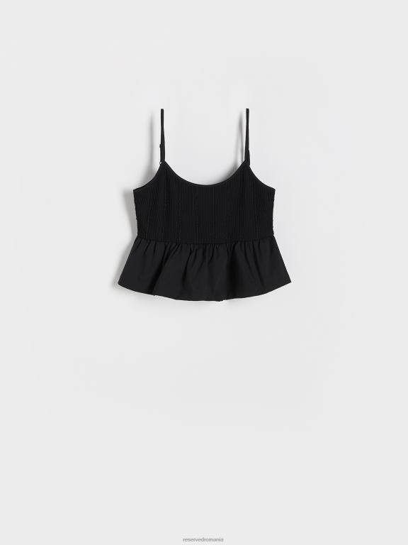 negru Reserved femei îmbrăcăminte top cu suprafusta 648HZ480