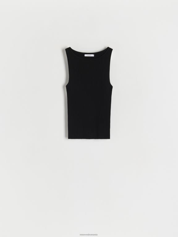 negru Reserved femei îmbrăcăminte top din jerseu din tricot în coastă 648HZ357