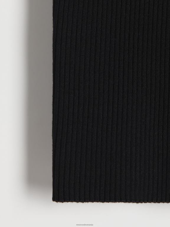 negru Reserved femei îmbrăcăminte top din jerseu din tricot în coastă 648HZ357