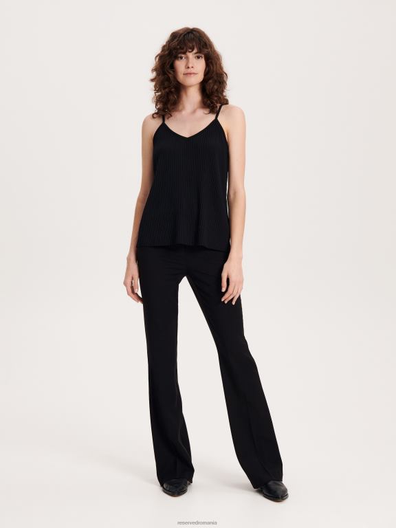 negru Reserved femei îmbrăcăminte top din jerseu plisat 648HZ466