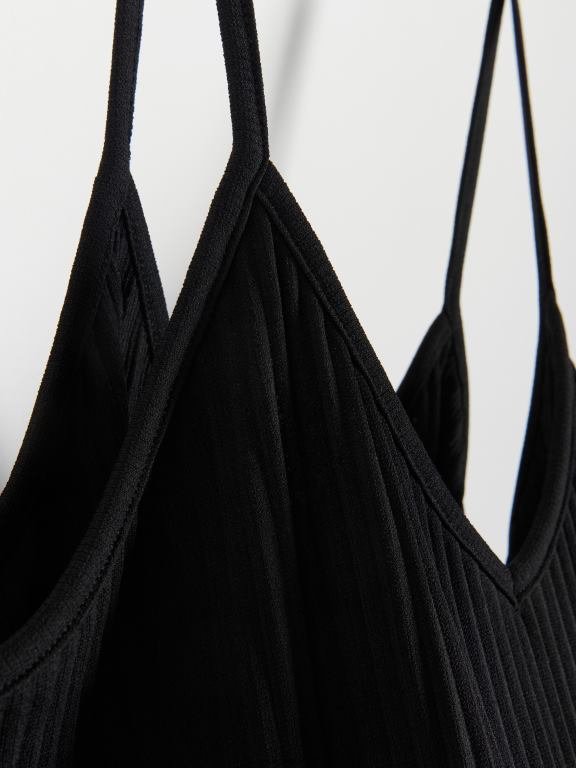 negru Reserved femei îmbrăcăminte top din jerseu plisat 648HZ534