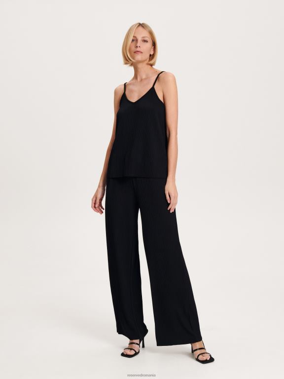 negru Reserved femei îmbrăcăminte top din jerseu plisat 648HZ534