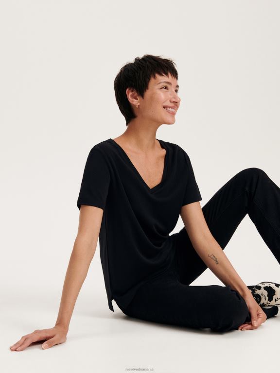 negru Reserved femei îmbrăcăminte tricou 648HZ387