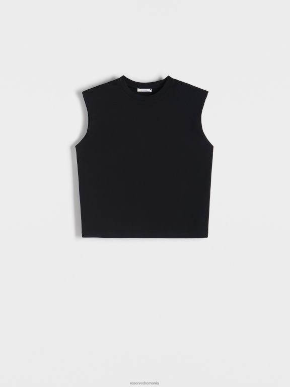 negru Reserved femei îmbrăcăminte tricou captusit cu umeri 648HZ514