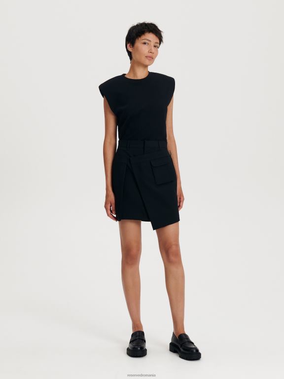 negru Reserved femei îmbrăcăminte tricou captusit cu umeri 648HZ514