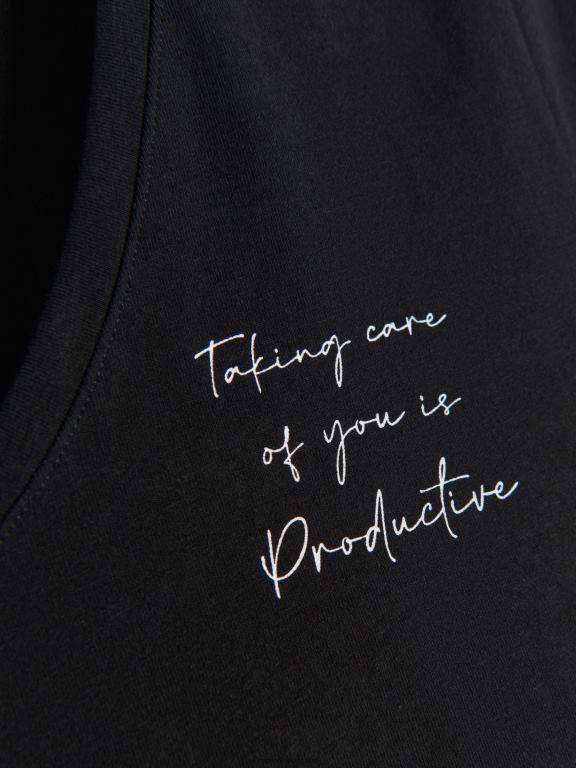 negru Reserved femei îmbrăcăminte tricou cu imprimeu 648HZ442