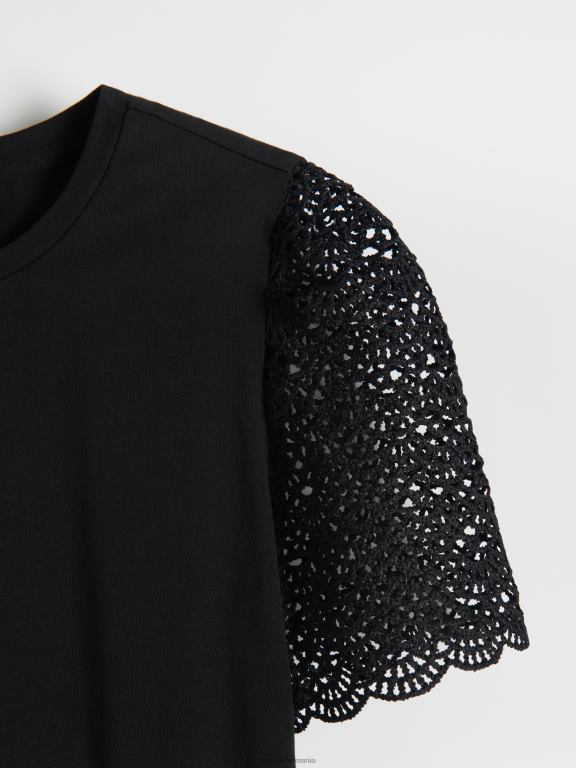 negru Reserved femei îmbrăcăminte tricou cu inserții pe scară 648HZ453