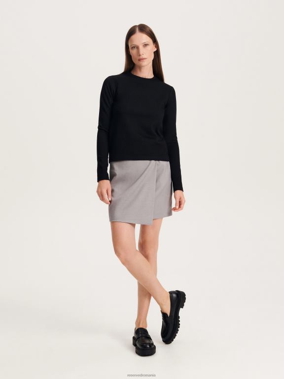 negru Reserved femei îmbrăcăminte tricou cu mânecă lungă bogat în viscoză 648HZ407