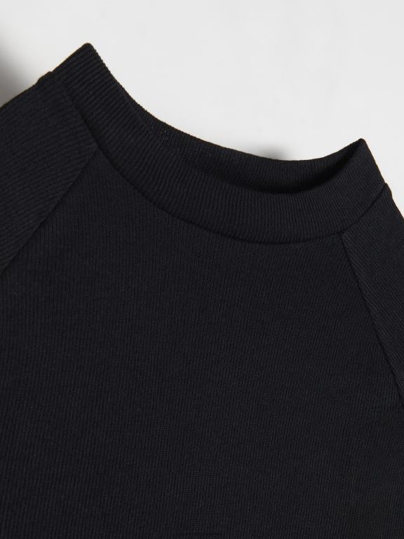 negru Reserved femei îmbrăcăminte tricou cu mânecă lungă bogat în viscoză 648HZ414