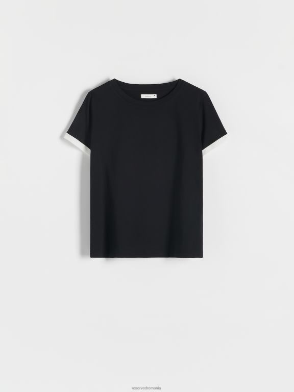 negru Reserved femei îmbrăcăminte tricou cu potrivire regulata 648HZ392