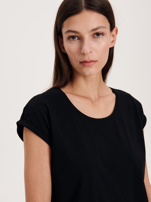 negru Reserved femei îmbrăcăminte tricou kimono 648HZ391