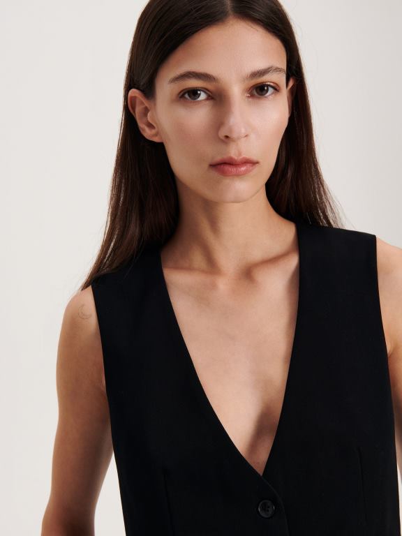 negru Reserved femei îmbrăcăminte vestă de costum 648HZ255