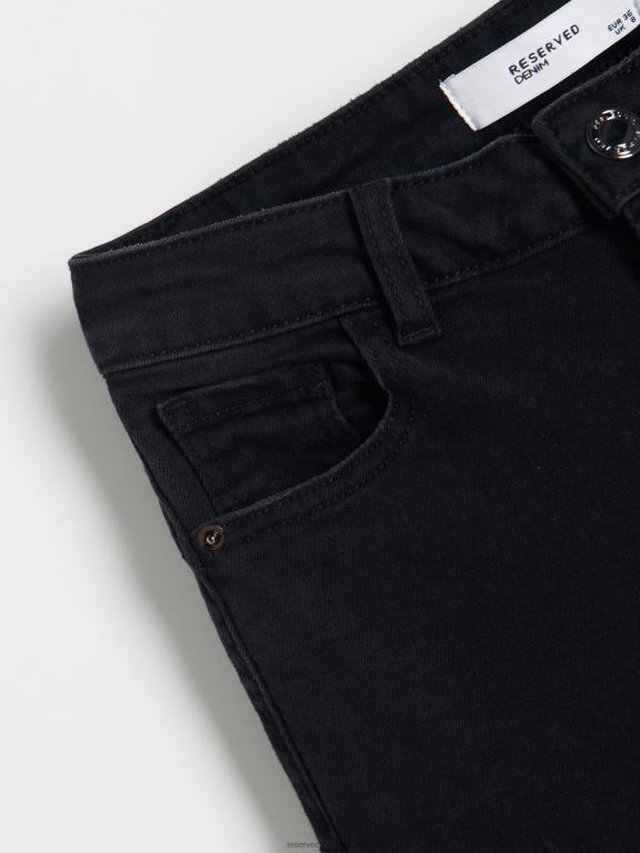 negru Reserved femei îmbrăcăminte împinge în sus blugii 648HZ543