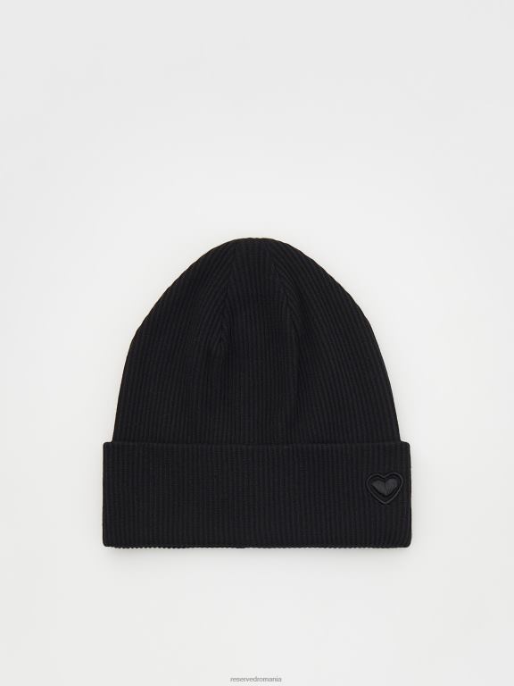 negru Reserved fetelor accesorii șapcă cu broderie 648HZ1842