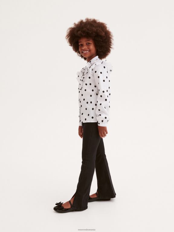 negru Reserved fetelor îmbrăcăminte blugi evazați cu tiv 648HZ1896