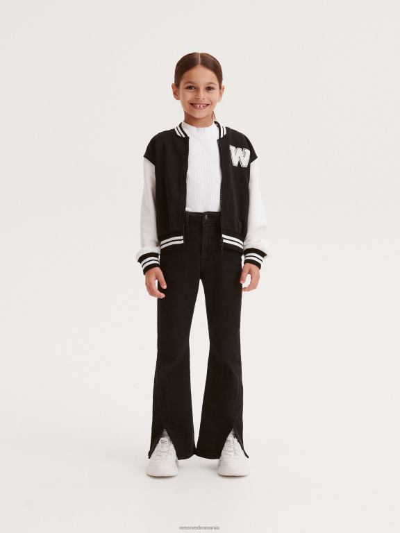 negru Reserved fetelor îmbrăcăminte blugi evazați cu tiv 648HZ1951