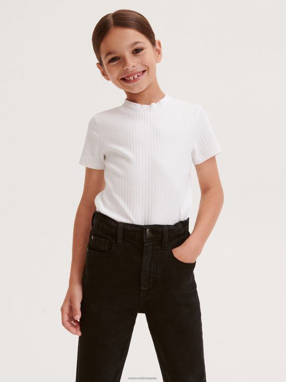 negru Reserved fetelor îmbrăcăminte blugi evazați cu tiv 648HZ1951