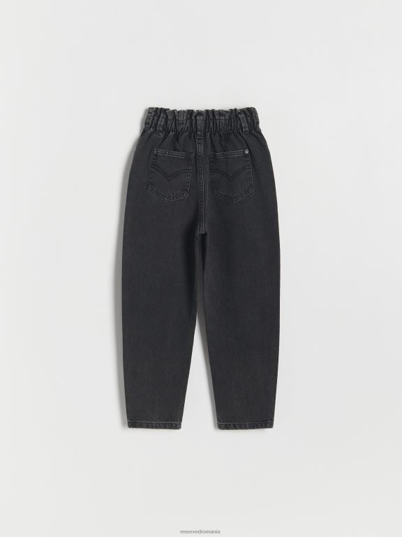 negru Reserved fetelor îmbrăcăminte blugi largi cu detalii de broderie 648HZ1950