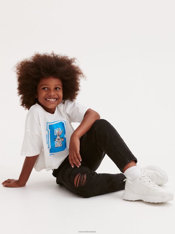 negru Reserved fetelor îmbrăcăminte blugi largi învechiți 648HZ1799