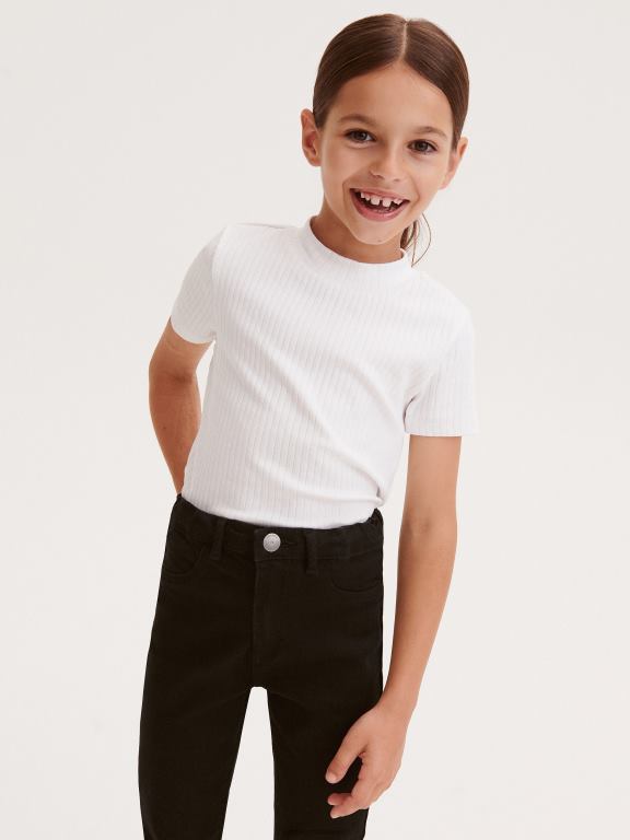 negru Reserved fetelor îmbrăcăminte blugi skinny cu talie înaltă 648HZ1923