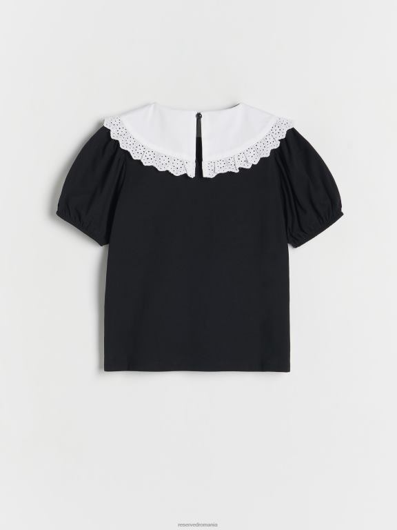 negru Reserved fetelor îmbrăcăminte bluza cu guler 648HZ1737