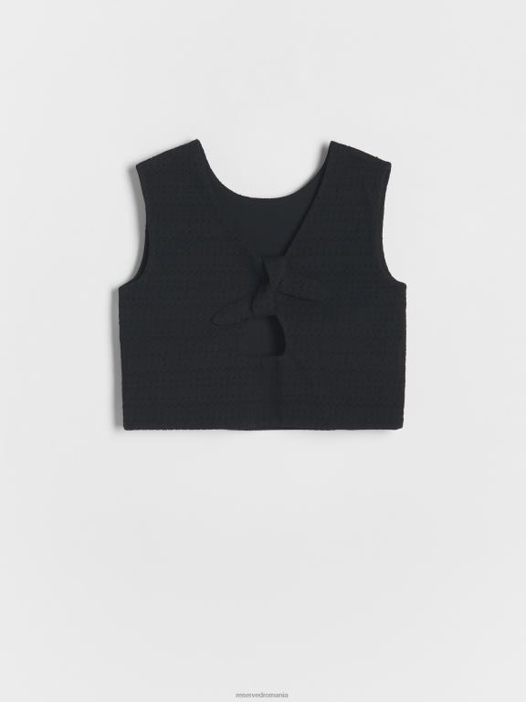 negru Reserved fetelor îmbrăcăminte bluză cu cravată pe spate 648HZ1994