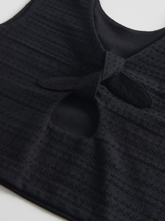 negru Reserved fetelor îmbrăcăminte bluză cu cravată pe spate 648HZ1994