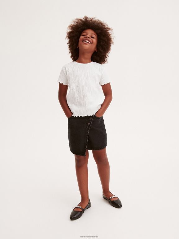 negru Reserved fetelor îmbrăcăminte fusta denim wrap 648HZ1794