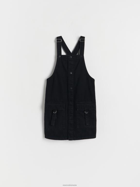 negru Reserved fetelor îmbrăcăminte fusta salopeta denim 648HZ1816