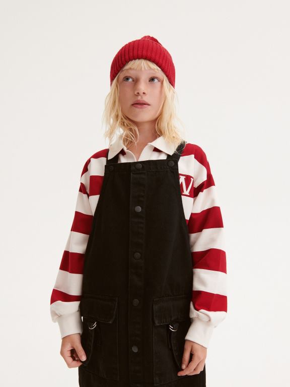 negru Reserved fetelor îmbrăcăminte fusta salopeta denim 648HZ1816