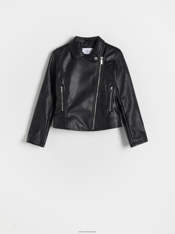 negru Reserved fetelor îmbrăcăminte geacă de motociclist 648HZ1775